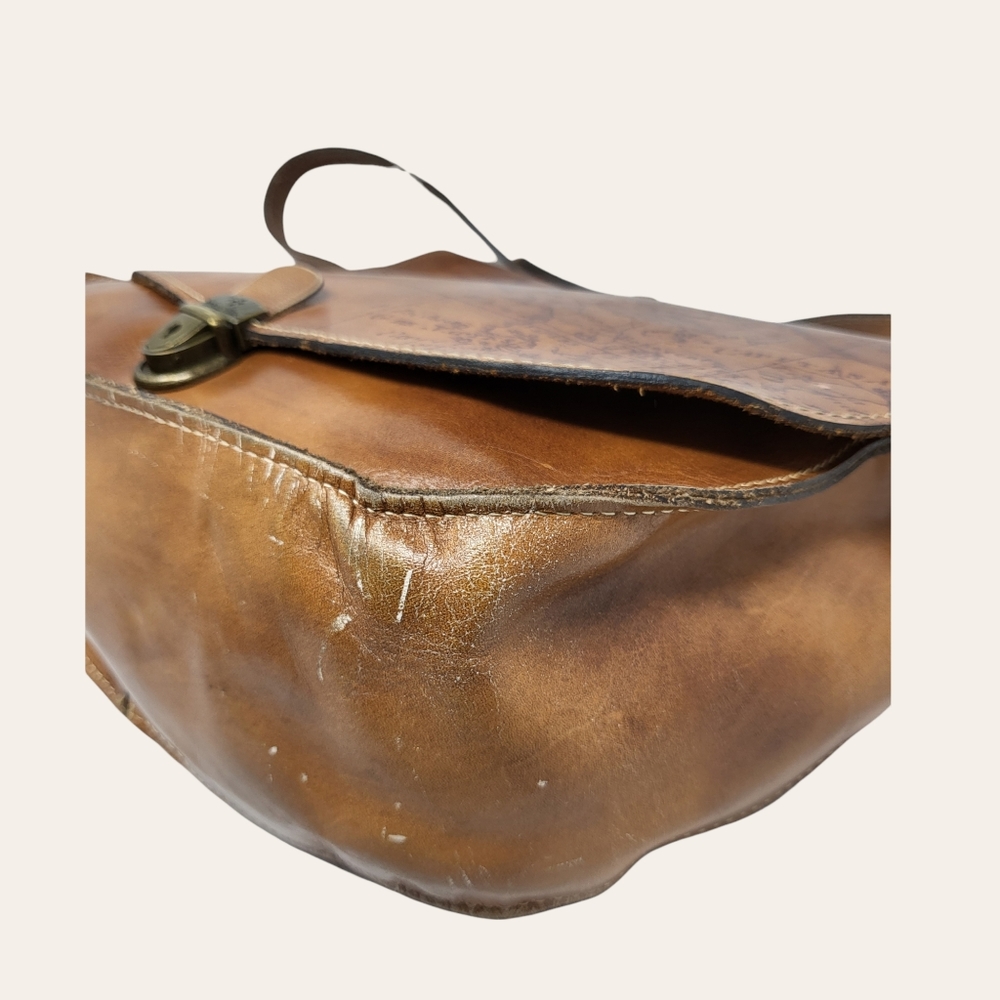 Patricia Nash Brown Leather Map-Print Shoulder Bag - Picture 6 of 15